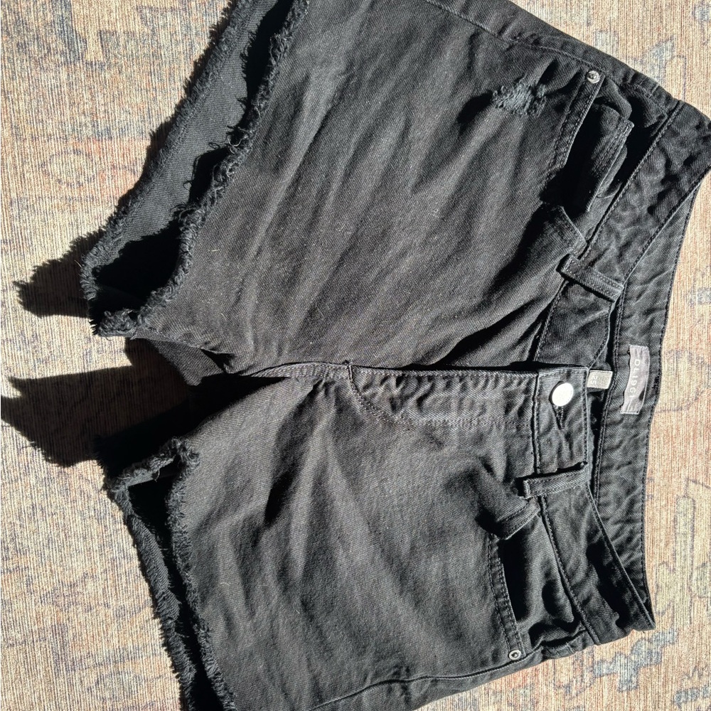 Black Frayed Jean Shorts